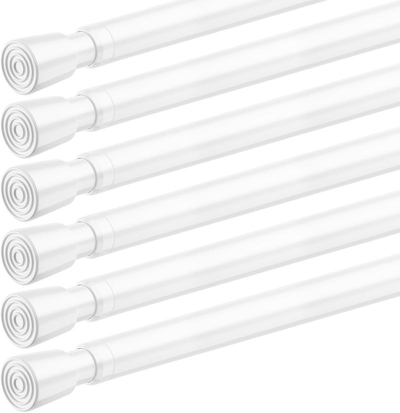 fvonzn FVONZON Tension Curtain Rod White Spring Tension Curtain Rods 26-39 inch 6Pack Adjustable Spring Rods Extendable Tension Rod For Closet, Window, Kitchen,Bookshelf,Bathroom - Image 1